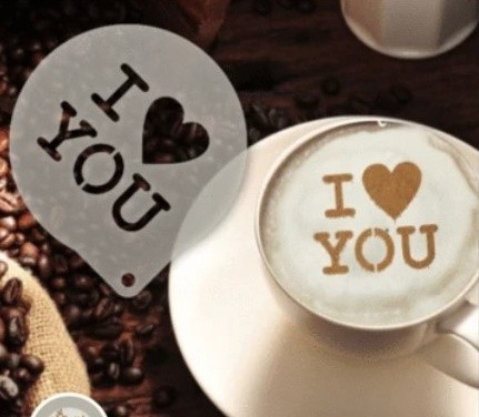 Šablona na zdobení kávy - I Heart You - Kliknutím na obrázek zavřete